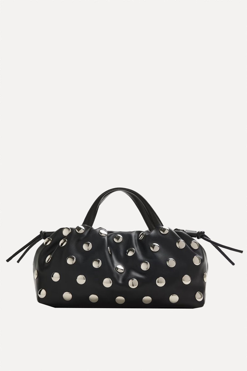 Faux Leather Slouchy Studded Cross Body Bag