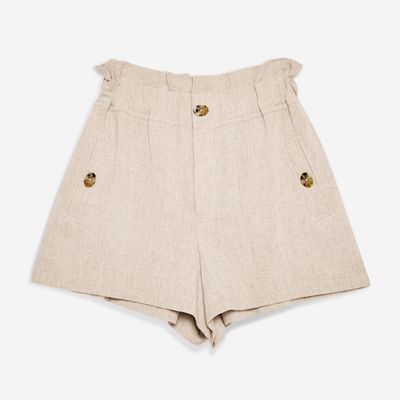 Paperbag Shorts With Natural Linen from Topshop