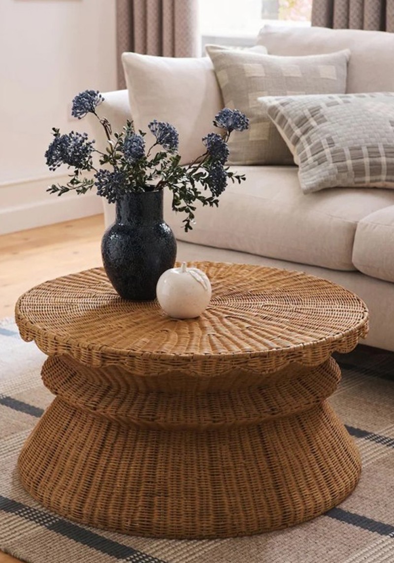 Rattan Scallop Storage Coffee Table