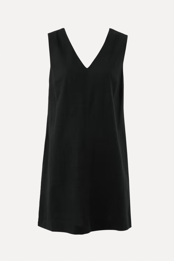 V-Neck Linen Rich Mini Dress