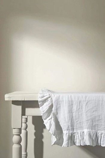 Ruffle Hem Rectangular Linen Tablecloth from Truly