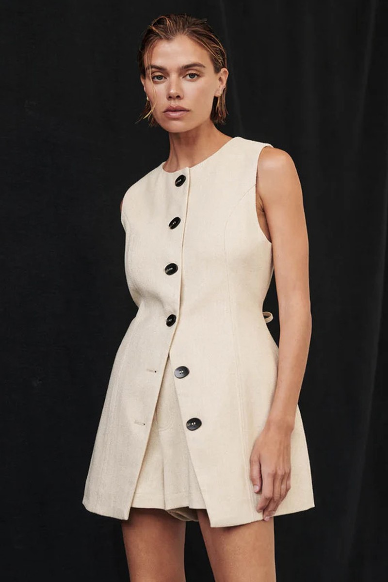Frankie Oat Tweed Tunic Vest from DISSH