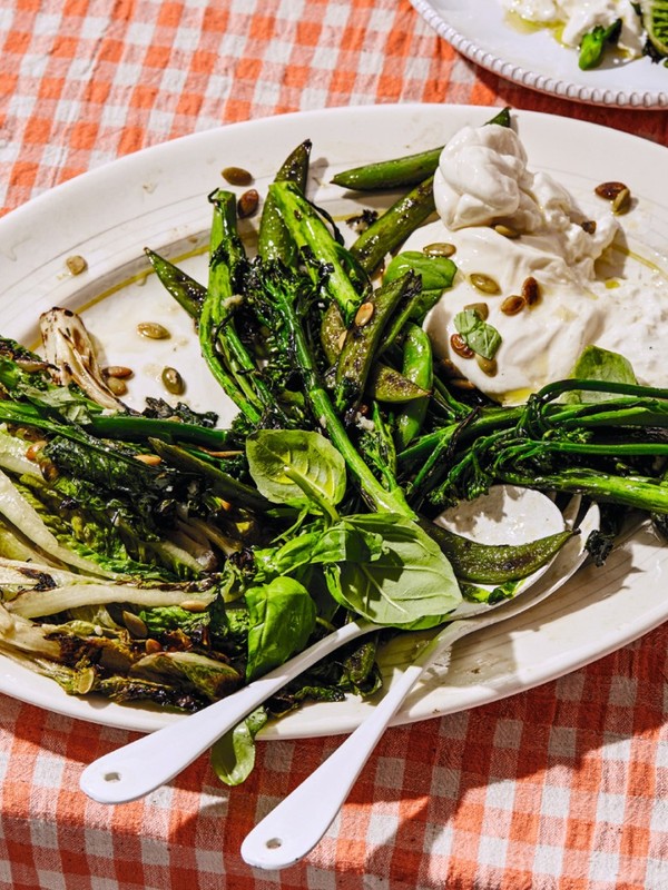 Charred Green Salad With Burrata