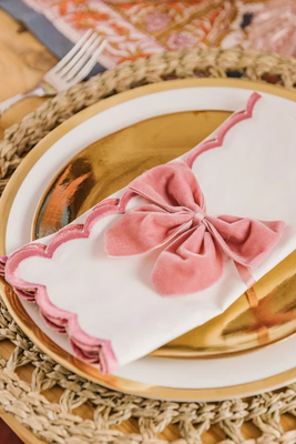 Set Of 2 Pink Velvet Napkin Bows from Truffle Tablescapes