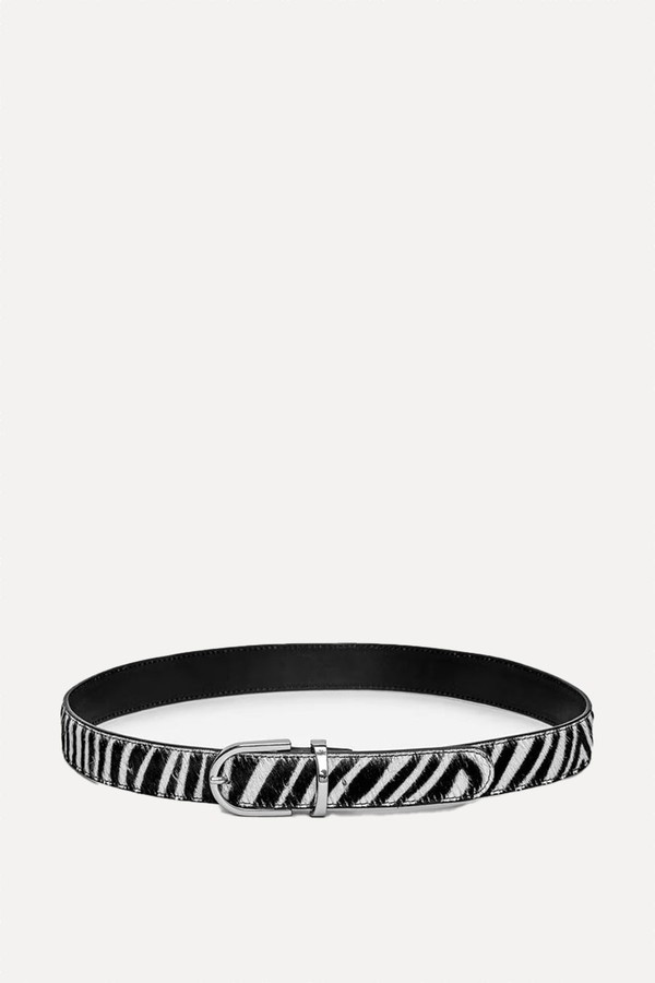 Zebra-Print Leather Belt from Arket