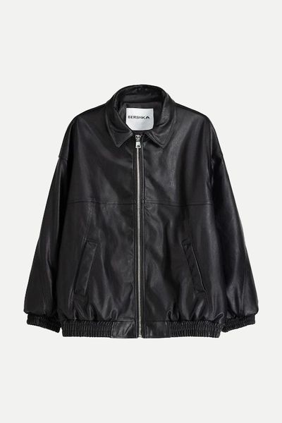 Leather Effect Dad Fit Oversize Jacket  from Bershka