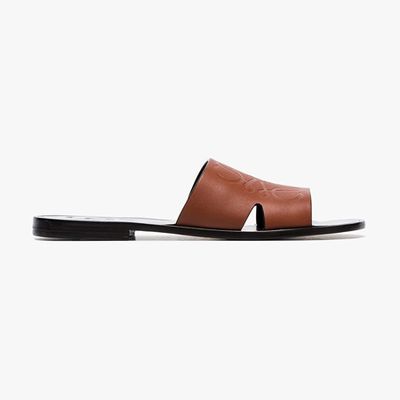 Brown Anagram Logo Stamp Leather Sandals from Loewe