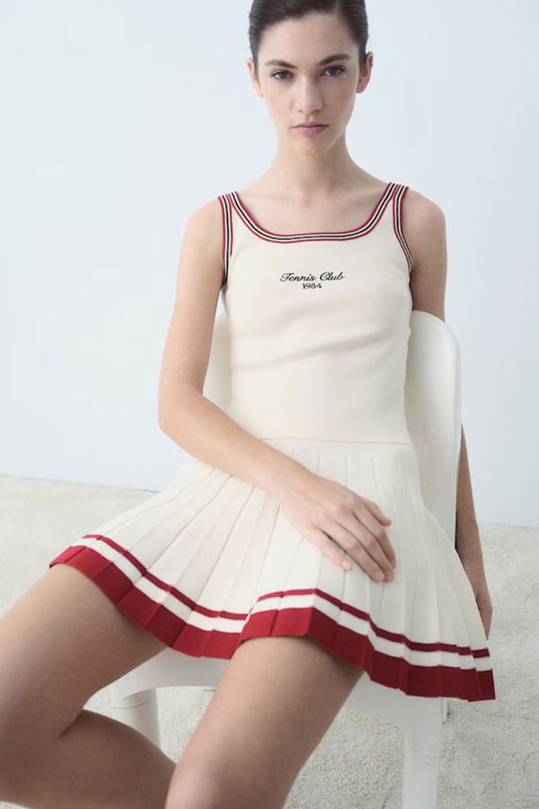 Pleated Skirt With Contrasting Finish from Mango