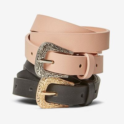2 Pack Black And Nude Western Belts