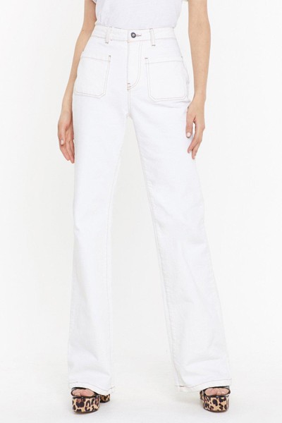 Getting Stitched Flare Jeans from Nasty Gal