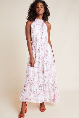 Ruffled Floral-Print Halterneck Maxi Dress from Anthropologie