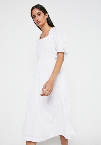 Puff Sleeve Midi Dress from Warehouse