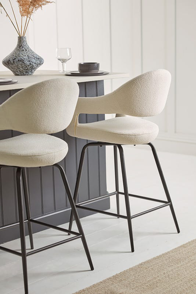 Two Bouclé Counter Stools from Cox & Cox