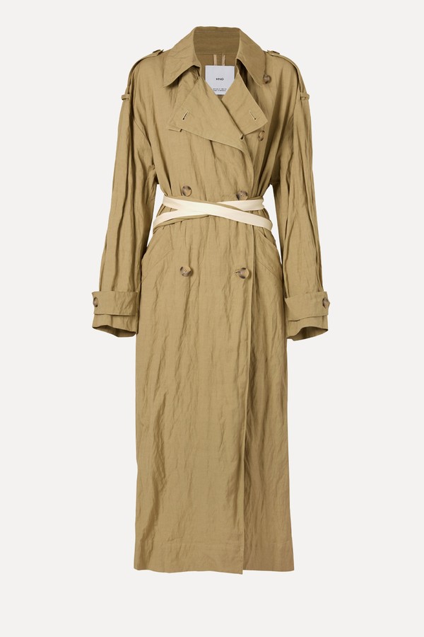Oversized Wrinkled Effect Trench Coat