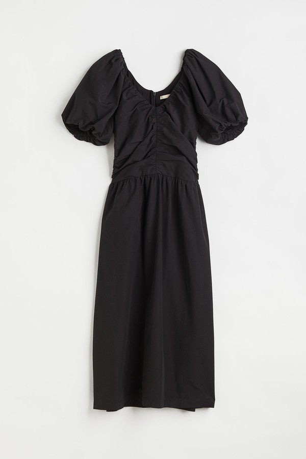 Gathered Puff Sleeved Dress