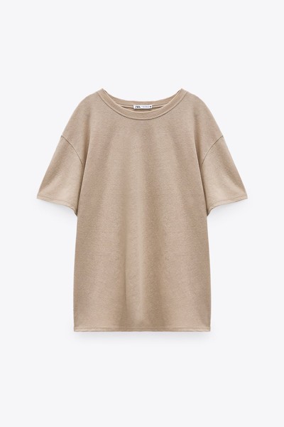 Linen Blend T-Shirt from Zara