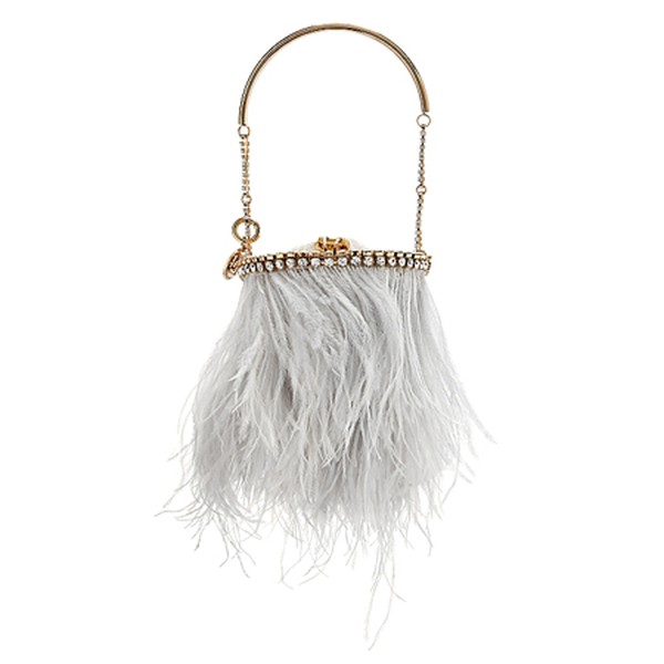 Kingham Feather-Embellished Top Handle Bag from Rosantica