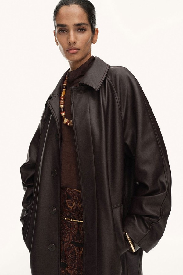 Long Faux Leather Trench from Mango