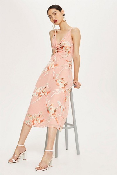 Twist Front Burnout Midi Dress from Topshop