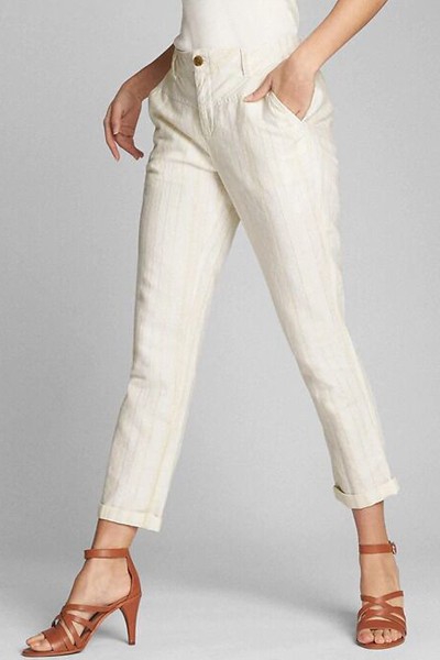 Stripe Girlfriend Chinos In Linen-Cotton