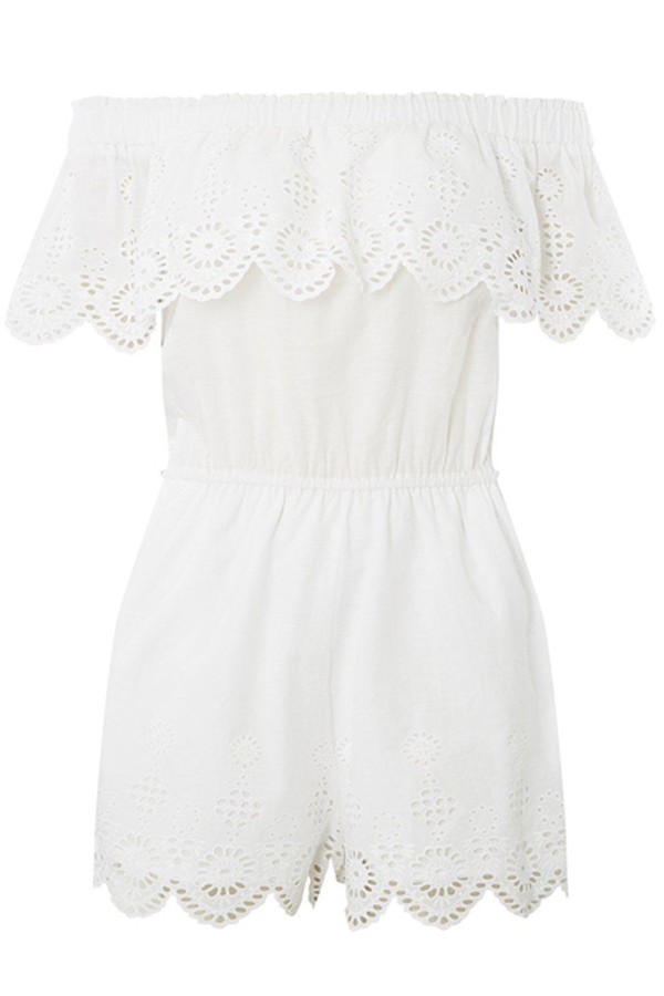 DP Beach Ivory Broderie Detail Playsuit