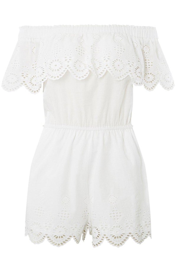 DP Beach Ivory Broderie Detail Playsuit