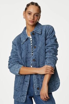 Pure Cotton Denim Quilted Shacket from Marks & Spencer
