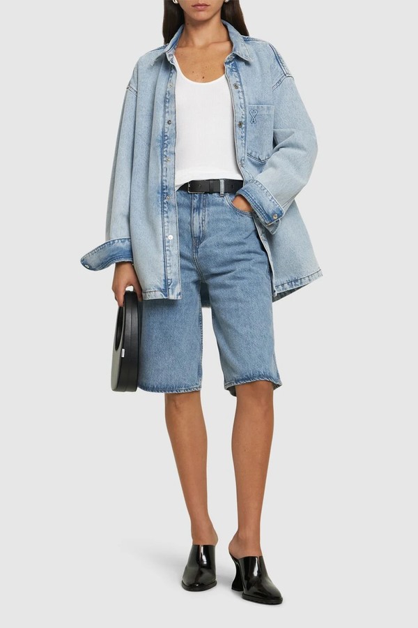 Cotton Denim Wide Bermuda Shorts from Coperni