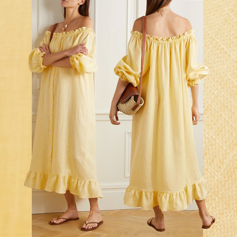 Ruffled Linen Midi Dress, £205 | Sleeper