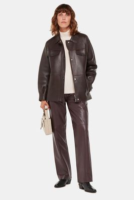 Flat Front Leather Trousers 