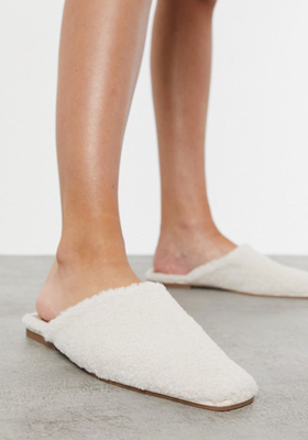 Lulu Square Toe Mules In Shearling from Asos Design
