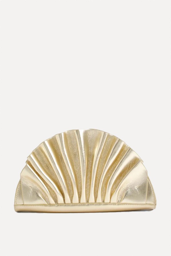 Metallic Ruffle Clutch Bag from Boohoo