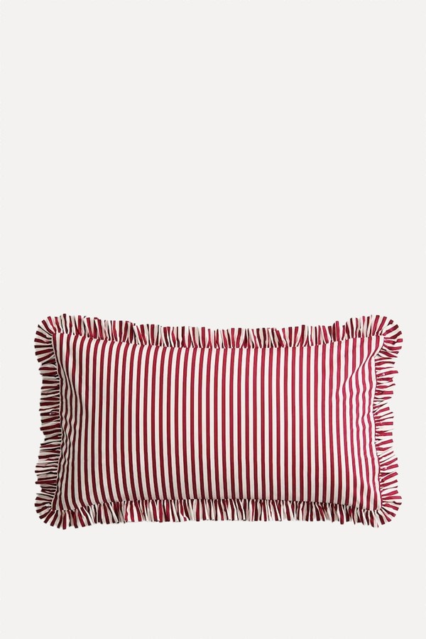  Frill-Trimmed Cotton Cushion Cover