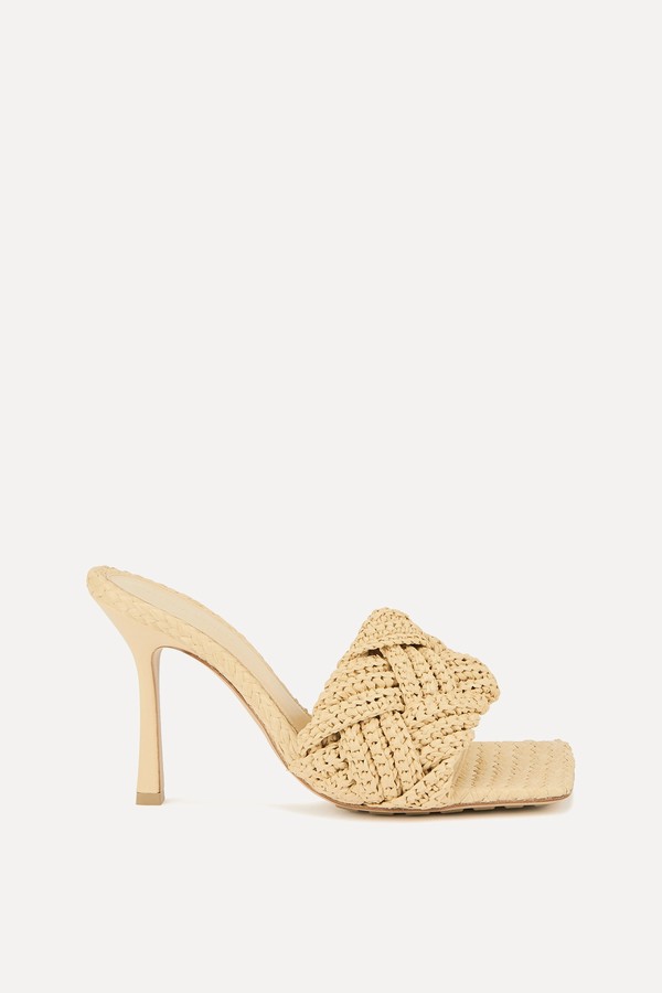 Lido Intrecciato 90 Raffia Mules from Bottega Veneta