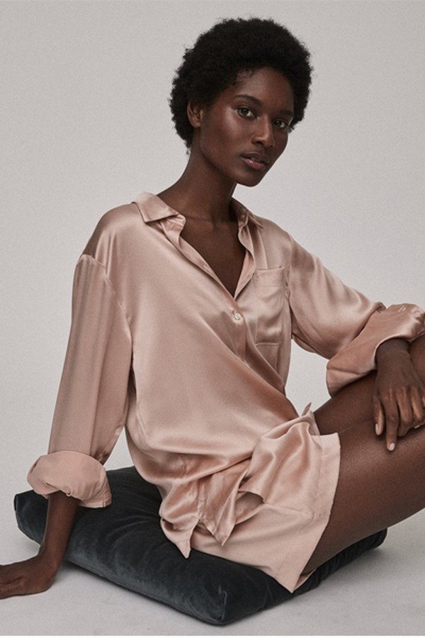 Pale Blush Silk Pyjama Top from Asceno