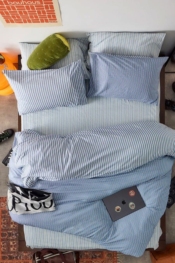 Blue Shirt Stripe Duvet Set
