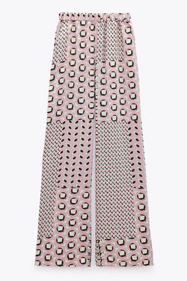 Geometric-Print Wide-Leg Trousers from Zara