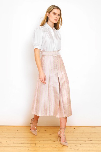 Eva Metallic Pastel Zig Zag Jacquard Skirt