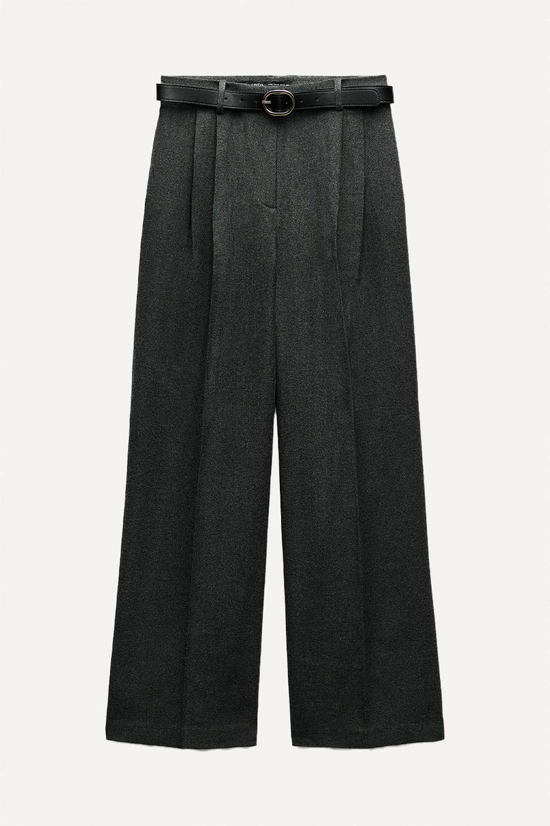 Wide-Leg Trousers With Belt