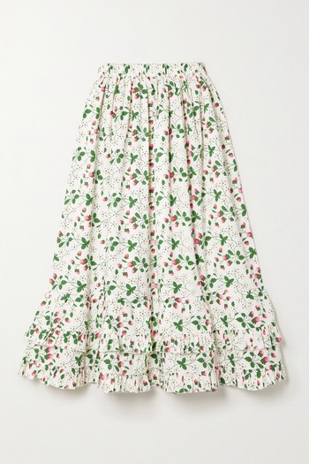 Pembroke Ruffled Tiered Floral-Print Cotton-Poplin Midi Skirt from Batsheva X Laura Ashley