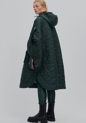 Oversized Hooded Quilted Recycled Ripstop Coat from Ganni