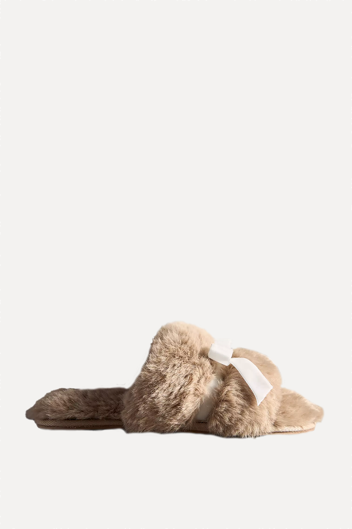 Faux-Fur Open-Toe Bow Slippers from Anthropologie