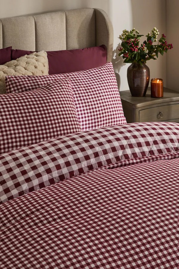 Gingham Supersoft Brushed Cotton Reversible Quilted Duvet Cover