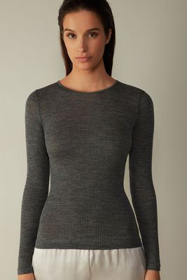 Wool & Silk Long-Sleeved Crew-Neck Top from Intimissimi