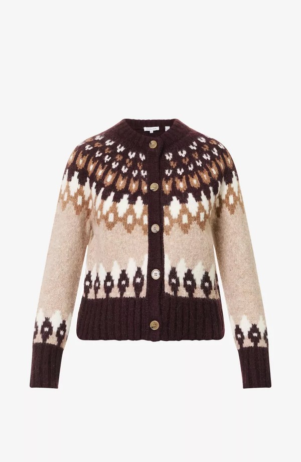 Christina Fairisle Round-Neck Wool-Blend Cardigan