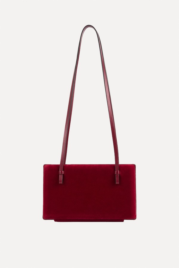 Cocktail Leather-Trimmed Velvet Shoulder Bag from Toteme