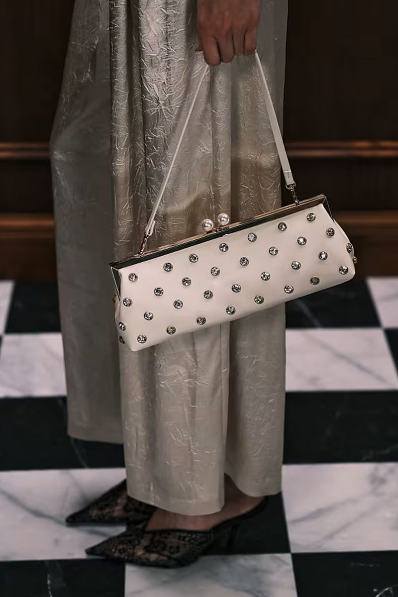 Elongated Frame Clutch Bag With Diamante Studs from Asos Design