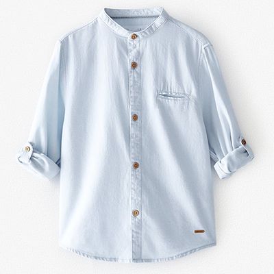 Textured Weave Shirt With Stand-up Collar from Zara