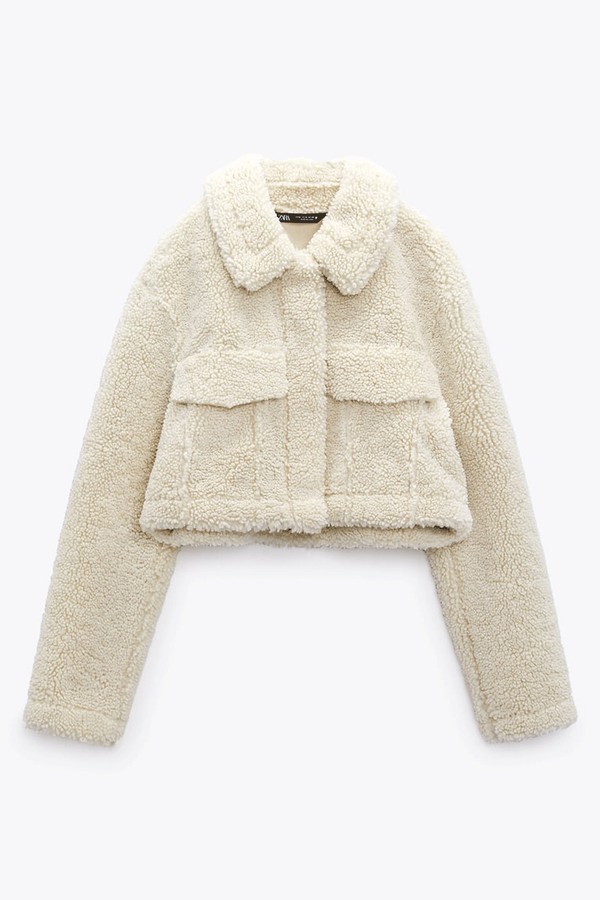 Cropped Faux Shearling Overshirt from Zara