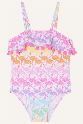 Flamingo Print Bardot Neckline Swimsuit from Monsoon